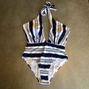 Cupshe Navy & White Striped One Piece Swimsuit